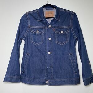 Levi's Women's Denim Original Trucker Jacket Size XL Dark Wash Pockets Blue Jean